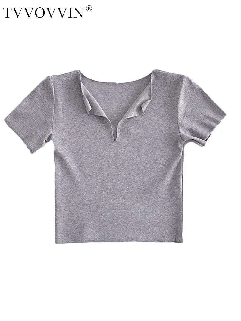 

TVVOVVIN Purely Sexy Spicy Girl V-neck Short Sleeve 2023 Summer New Fit Versatile Elastic Short Open Navel T-shirt Top I34W
