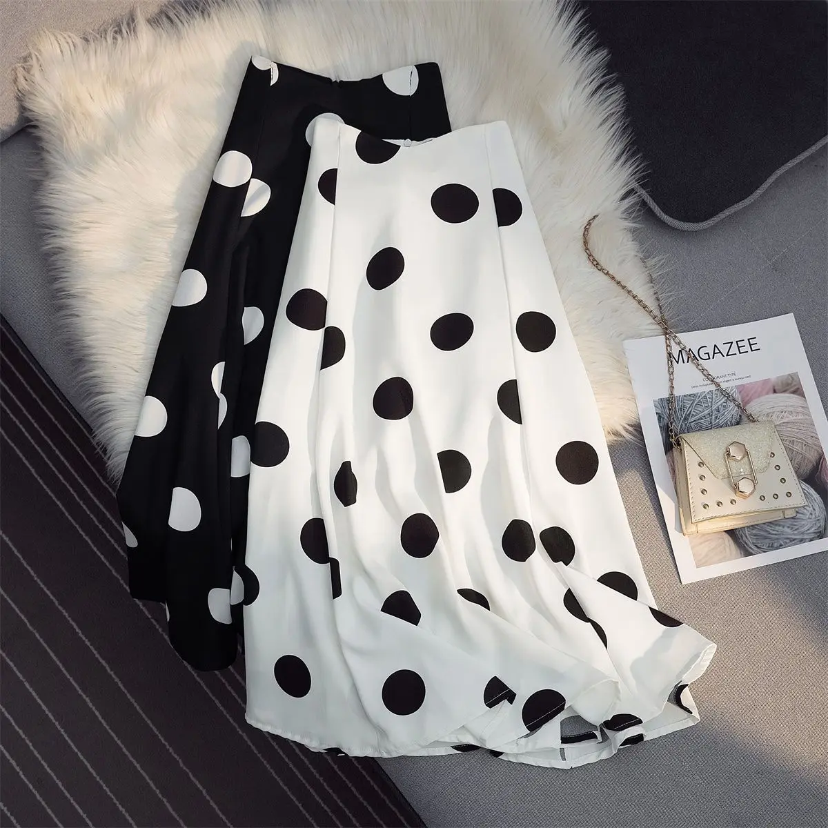 

Skirts Women 2023 Spring Summer Holiday Casual Robe Womens Fashion Office Elegant Skirt Female Retro Vestidos Dot Skirts