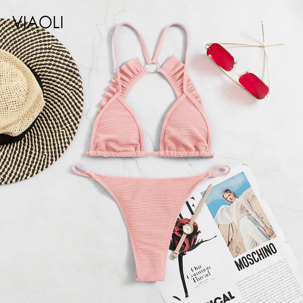 

Женское разноцветное бикини с открытой спиной и разрезом