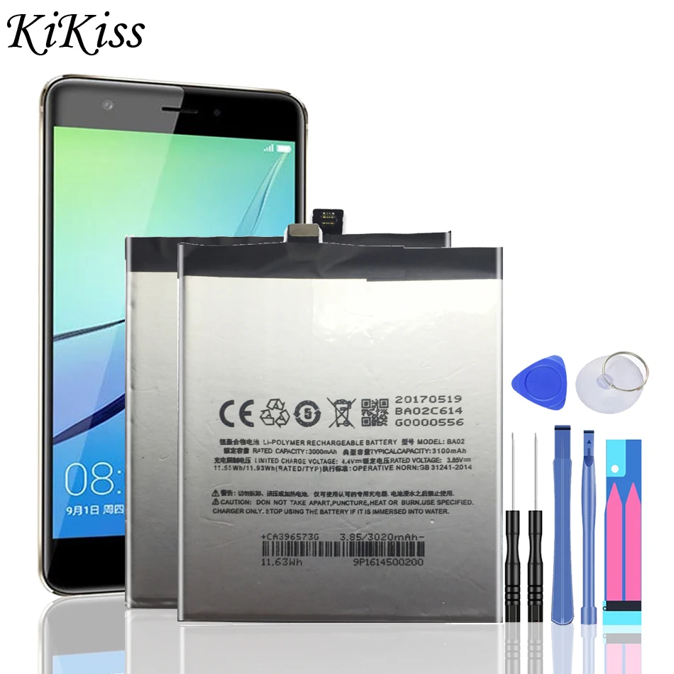 Новый аккумулятор большой емкости BA02 3100 мАч для Meizu M3E A680Q A680M Meilan E, литиевый аккумулятор высокого качества, литиевая батарея