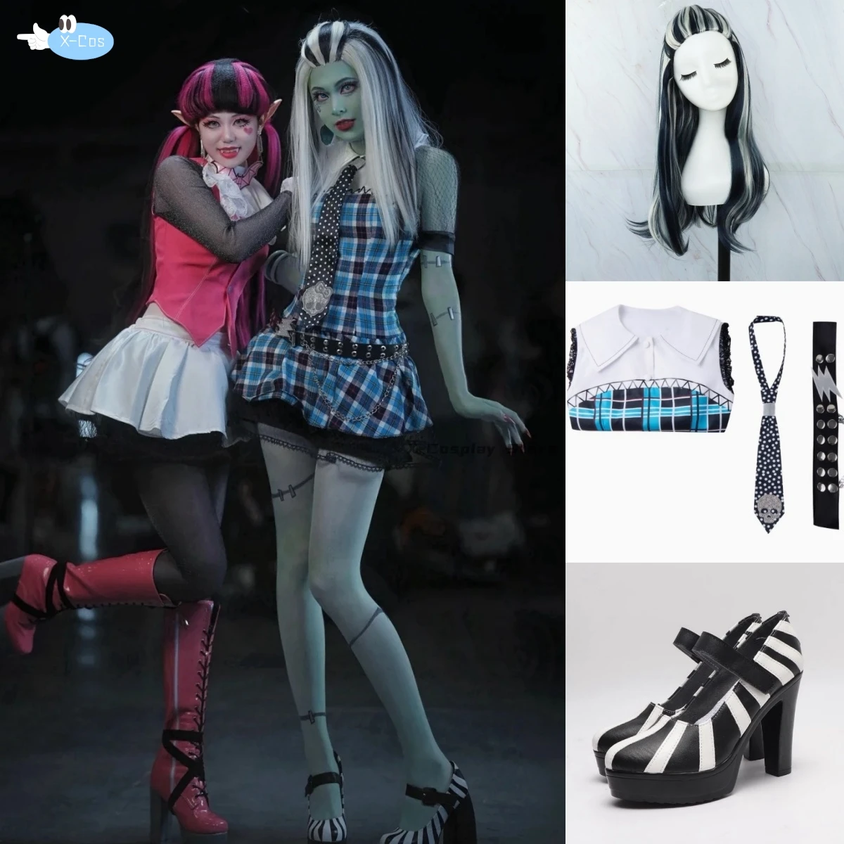 Косплей Monster High костюм для косплея Frankie Stein 1 женское платье костюмы на Хэллоуин