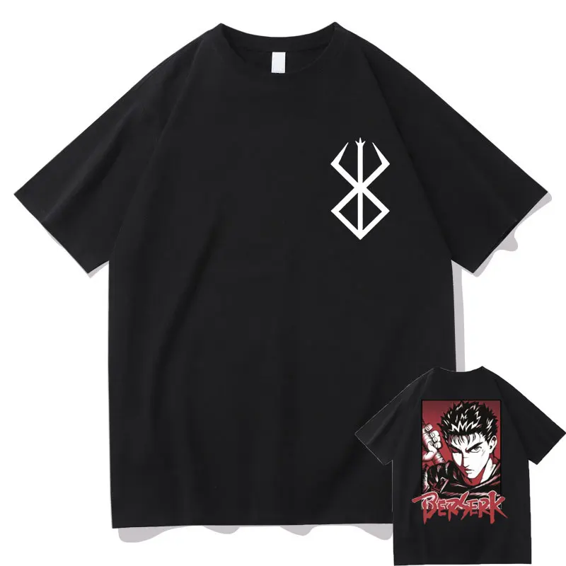 

90s Anime Berserk Guts Double Sided Print Tshirt Manga Swordsman Beast Griffith Tee Short Sleeve Men Women Gatsu Vintage T-shirt