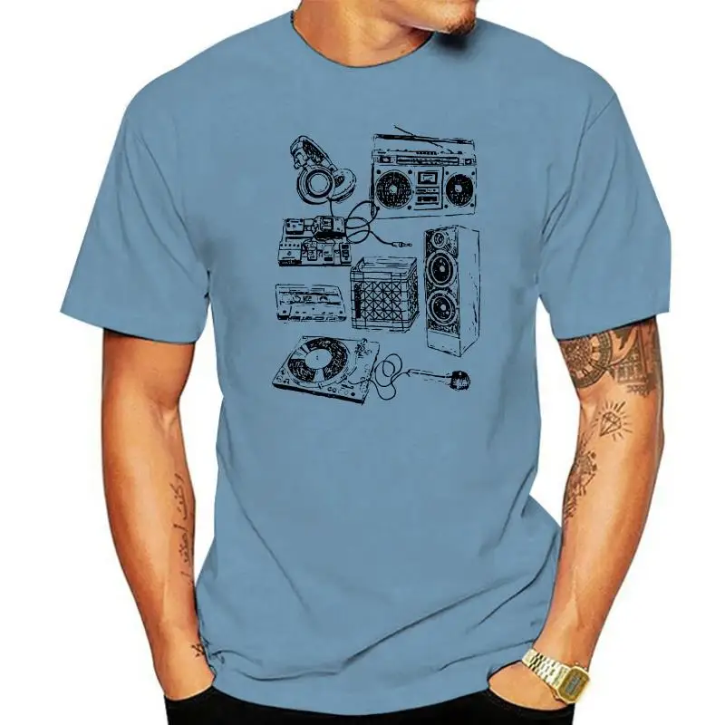 Retro Music T Shirt Mens Womens Instruments Band Cassette Headphones Boombox Men's T-shirt 2020 Newest