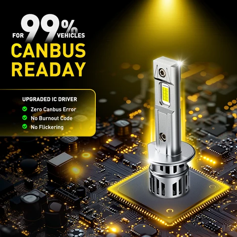 AUXITO 2025 Модернизированные светодиодные лампы H1 6500K Белый Canbus без мерцания для автомобиля Дальний ближний свет Turbo H1 Фара 30000LM 12V