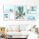Современный постер чистый синий морской камень кокосовый пляж Приморский Пейзаж Картина на холсте настенные картины для гостиной украшение для дома