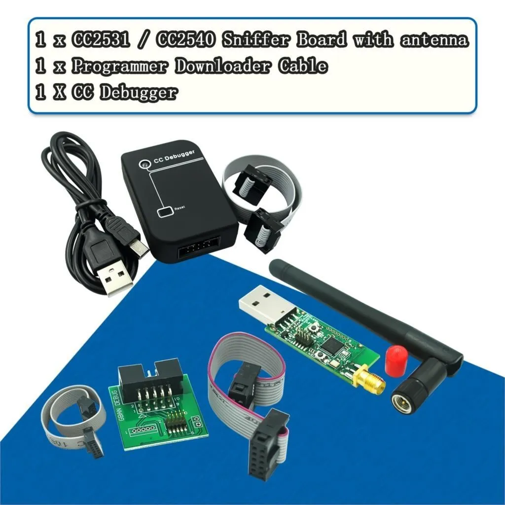 

Zigbee Emulator CC-Debugger USB Programmer CC2540 CC2531 Sniffer With Antenna For Bluetooth Module Connector Downloader Cable