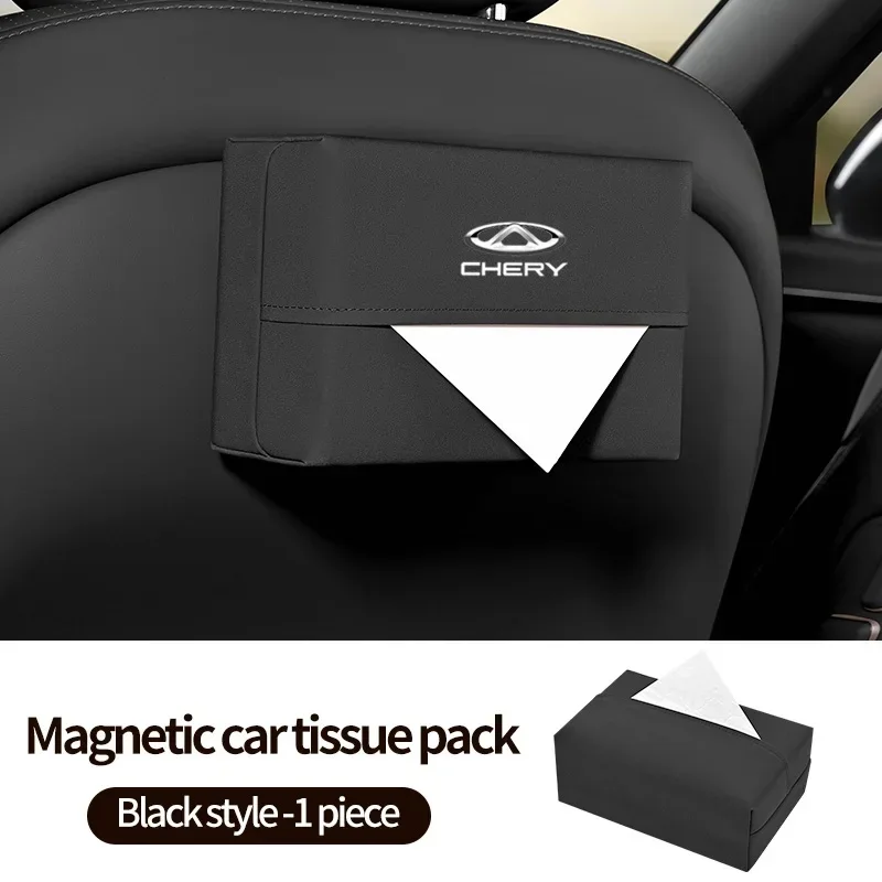Фото Магнитный держатель для салфеток из искусственной кожи для Chery Omoda 5, Tiggo 4, Tiggo 8 Pro, Jaecoo J7, J8, органайзер для хранения на спинке автомобильного сиденья, декоративный элемент. №3