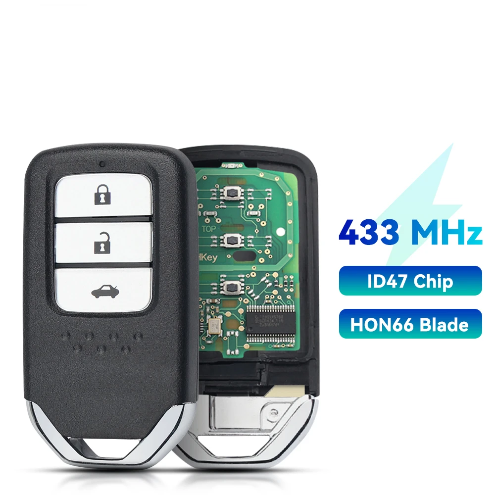 

Умный Ключ Для Автомобилей Honda Accord, CR-V, Civic, HRV (модели 2016-2020), Чип ID47, Частота 433 МГц, Материал ABS