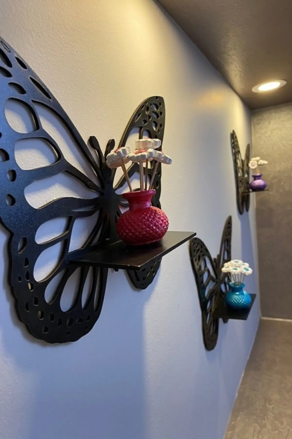 3 шт. декоративная настенная стойка в виде бабочки черный подсвечник украшения