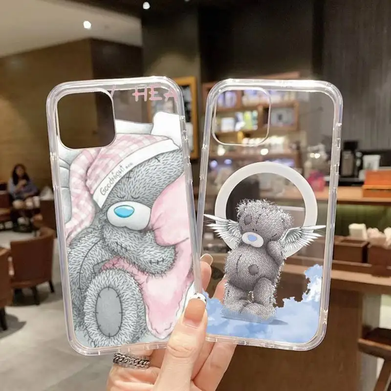 

Tatty Teddy bear Cute doll Phone Case Transparent Magsafe Magnetic Magnet For iPhone 13 12 11 Pro Max Mini Wireless Charging