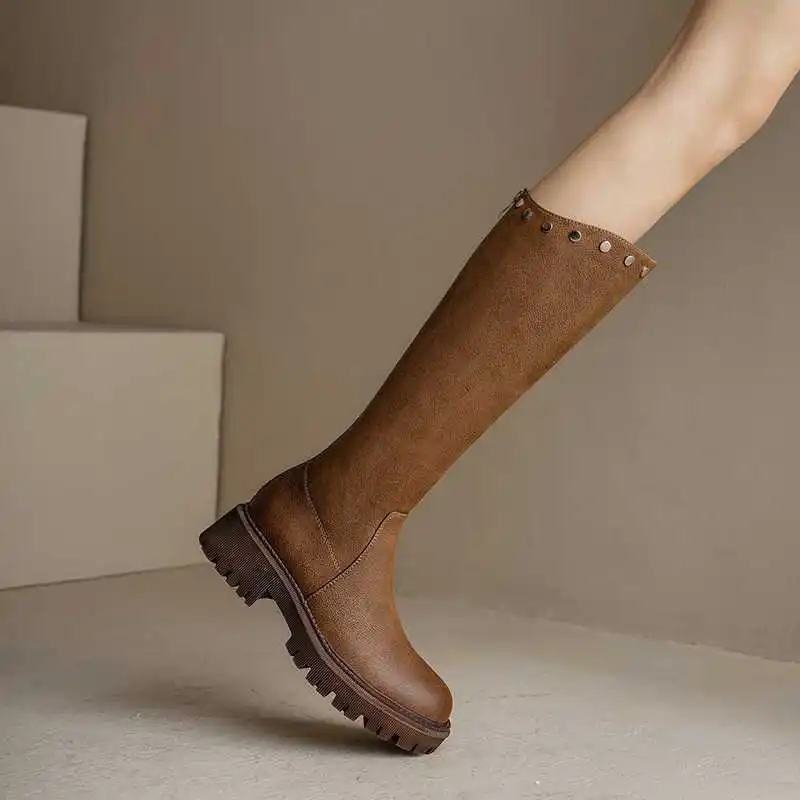

Med Heel Boots Shoes Rubber PU Rome Basic Fabric Hoof Shoes Women's Rubber Boots Rain Med Rome Hoof Heels Basic Fabric