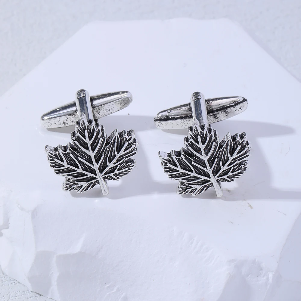 

1 Pair of Maple Leaf Cufflinks For The Maple City Handsome Mens Metal Cuff Links Wedding Bussiness Anniversary Birthday Gift