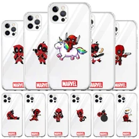 cute cartoon man deadpool clear case for apple iphone 11 13 pro max 12 x 7 8 plus xr movil phone shell xs shockproof cover bag
