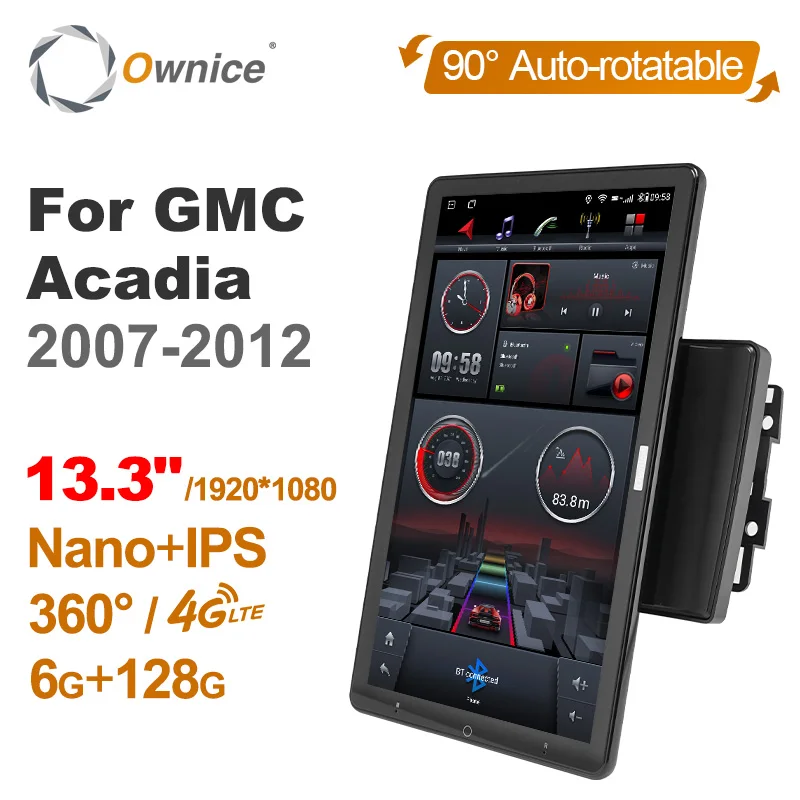 

1920*1080 Ownice Android10.0 для Chevrolet GMC надлежащего качества 2007-2012 Автомагнитола Видео Аудио 13,3 ''поворотный 360 6G 128G Тесла стиль