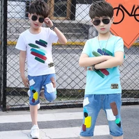 2022 summer kid boy clothes tracksuit graffiti child short sleeve t shirt shorts capri pants 4 5 6 7 8 9 10 11 12 13 14 years