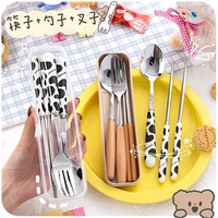 portable tableware chopsticks spoon wooden handle set high value ceramic tableware chopsticks set spoon set