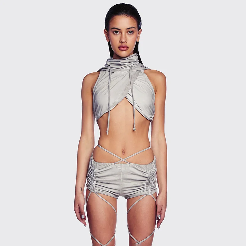 High Quality 2023 Women Pants Bandage Design Spring Summer Sexy Trousers Crop Tops Fashion Female Y2k Girl Style Shorts Traf