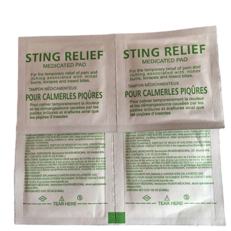 Sting Relief Wipe Disposable Anti-itch Patch Clean Itching Tablets Insect Bite Antiseptic Pain Reliever First Aid Kit 6 X 3cm