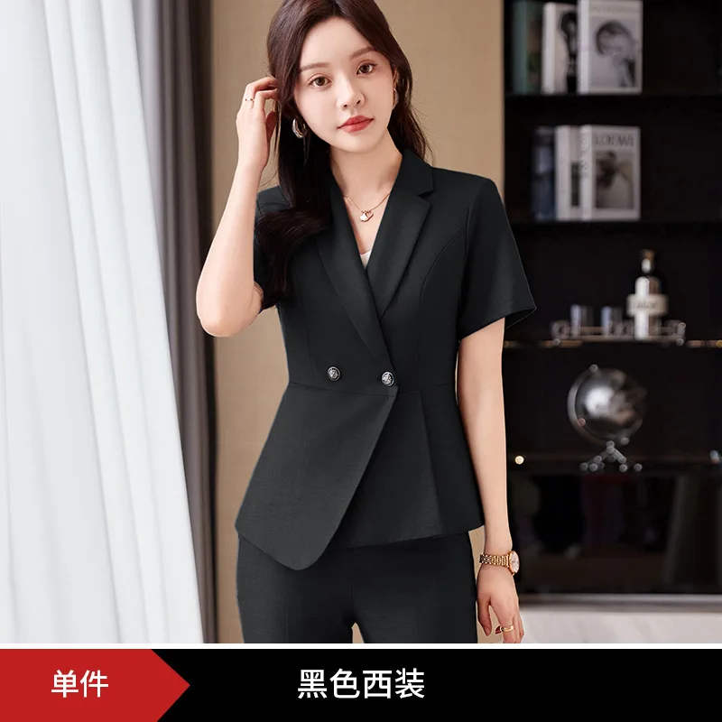 Stewardess Business Suit Women's Summer Short-Sleeved Hotel Reception2024Formal Wear Gray Dress Work Clothes