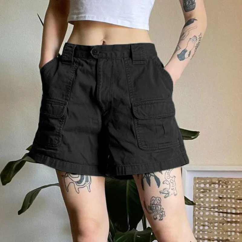 Fashion Street Workwear with Pocket Denim Shorts for Women Spring and Summer New Hot Girl High Waist Basic Casual Pants Fashion