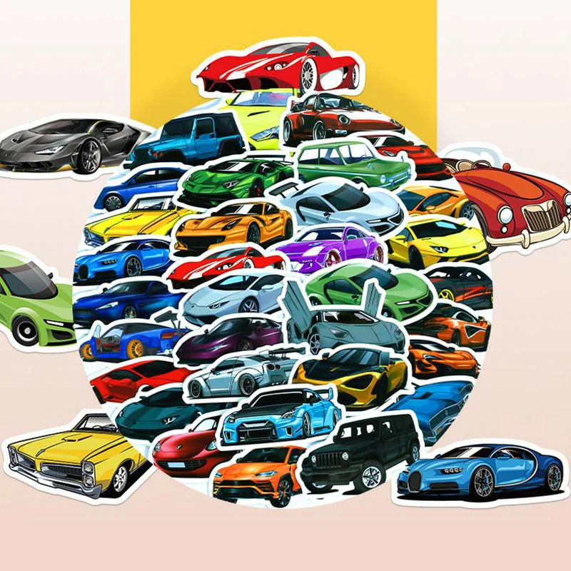 

50Pcs Racing Car Graffiti Stickers Laptop Guitar Luggage Skateboard Car Sticker