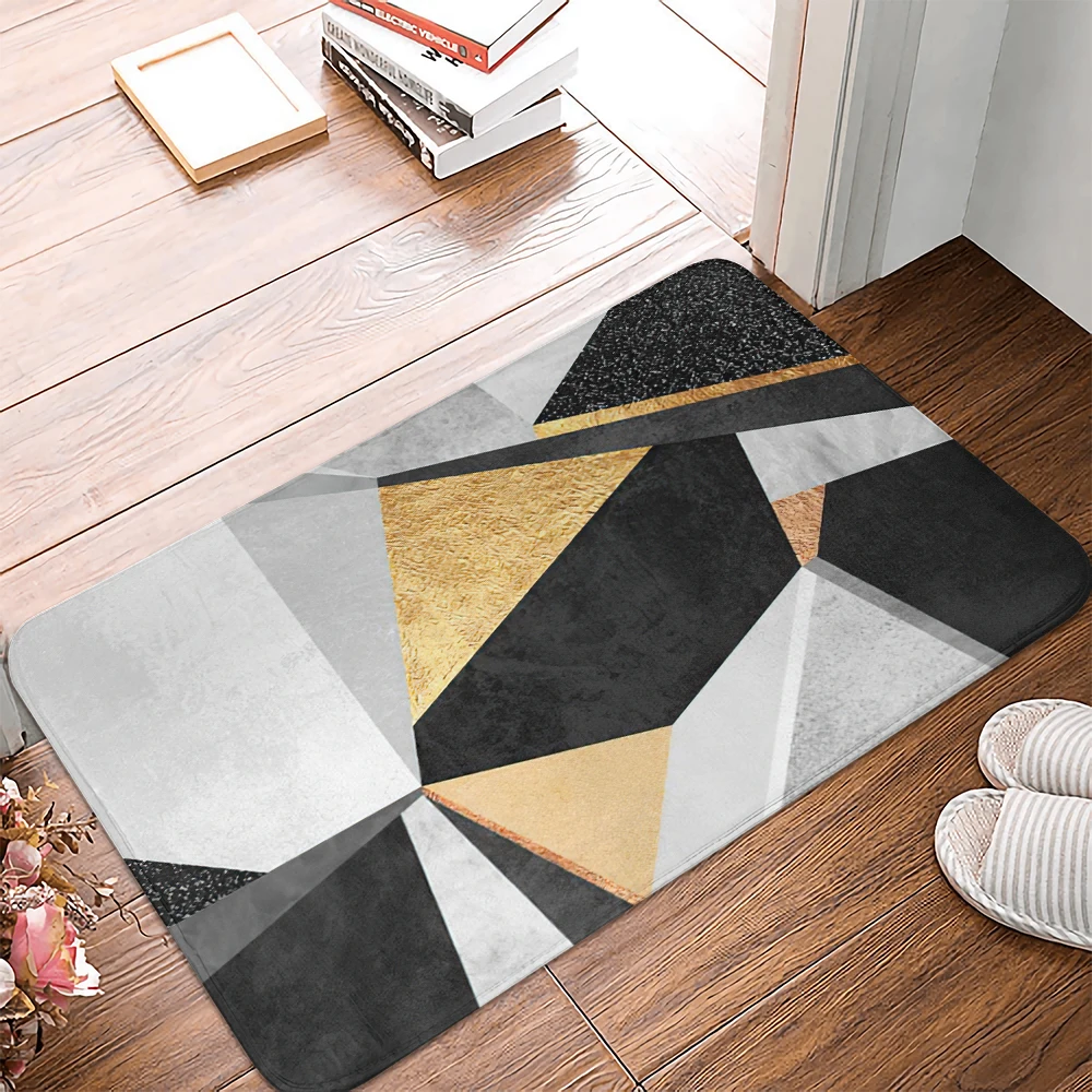 

Черный Белый Мраморный коврик с геометрическим рисунком, напольный коврик, коврик для входной двери, нескользящий напольный коврик для гос...