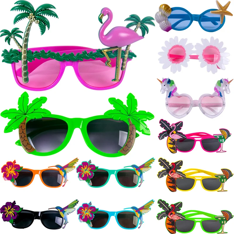

Luau Party Funny Glasses Photo Props Hawaiian Party Sunglasses Flamingo Tropical Summer Pool Beach Party Decoration Aloha Favors