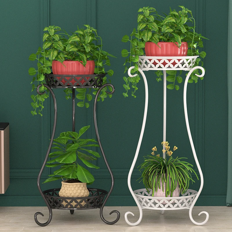 

European-style multi-layer wrought iron flower stand floor indoor living room storage green radish meat floor flower stand
