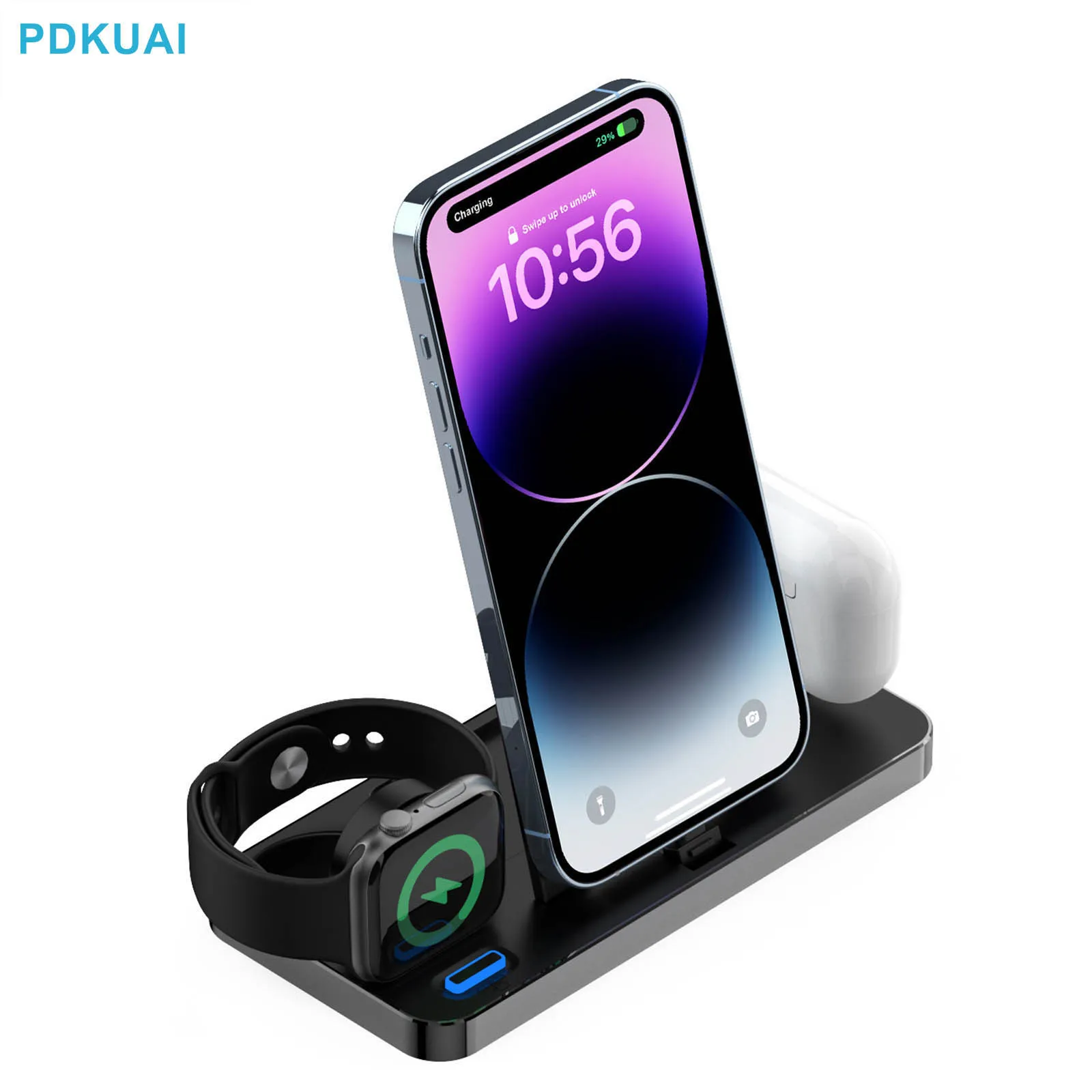 

3 в 1 быстрая зарядная док-станция для iPhone 14 13 12 11X8 Airpods Pro Apple Watch iWatch Ultra 8 7 6 5 Беспроводная зарядная подставка