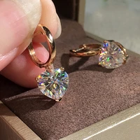 new heart sharp bling zircon stone gold color stud earrings for women fashion jewelry 2022 hot sale