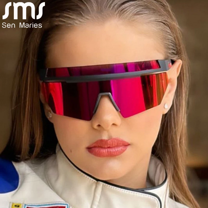 

Steampunk Oversized Y2k Mirror Sunglasses Goggle New Women Men Trends Punk Rimless Sun Glasses One Piece Sports Eyeglasses Oculo