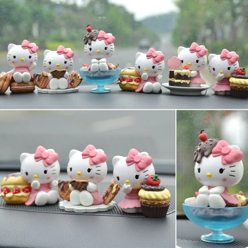 

6pcs/set Sanrio Anime Figure Kt Cat Kawaii Action Figures Makeups Cute Doll Children Christmas Toy Sanrio kawai Desktop Ornament