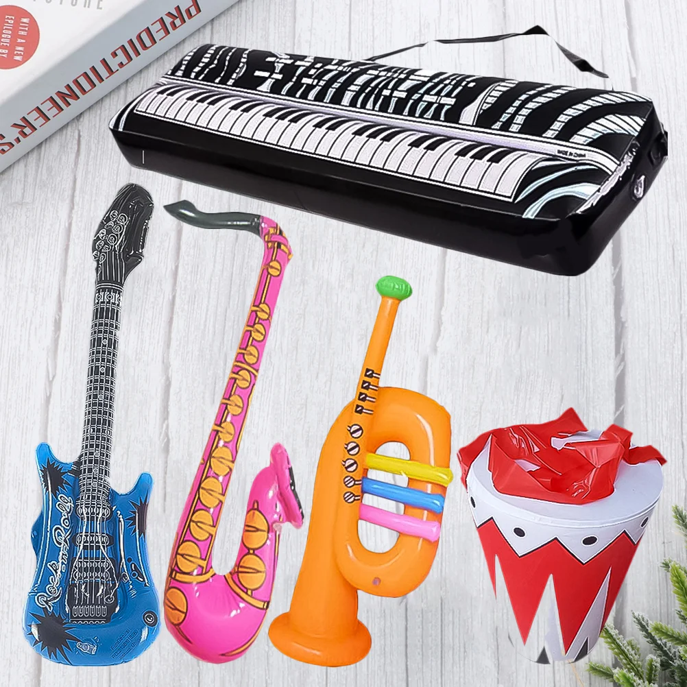 

1 Set 5pcs Blow Up Keyboard Inflatable Microphones Blow Up Saxophone