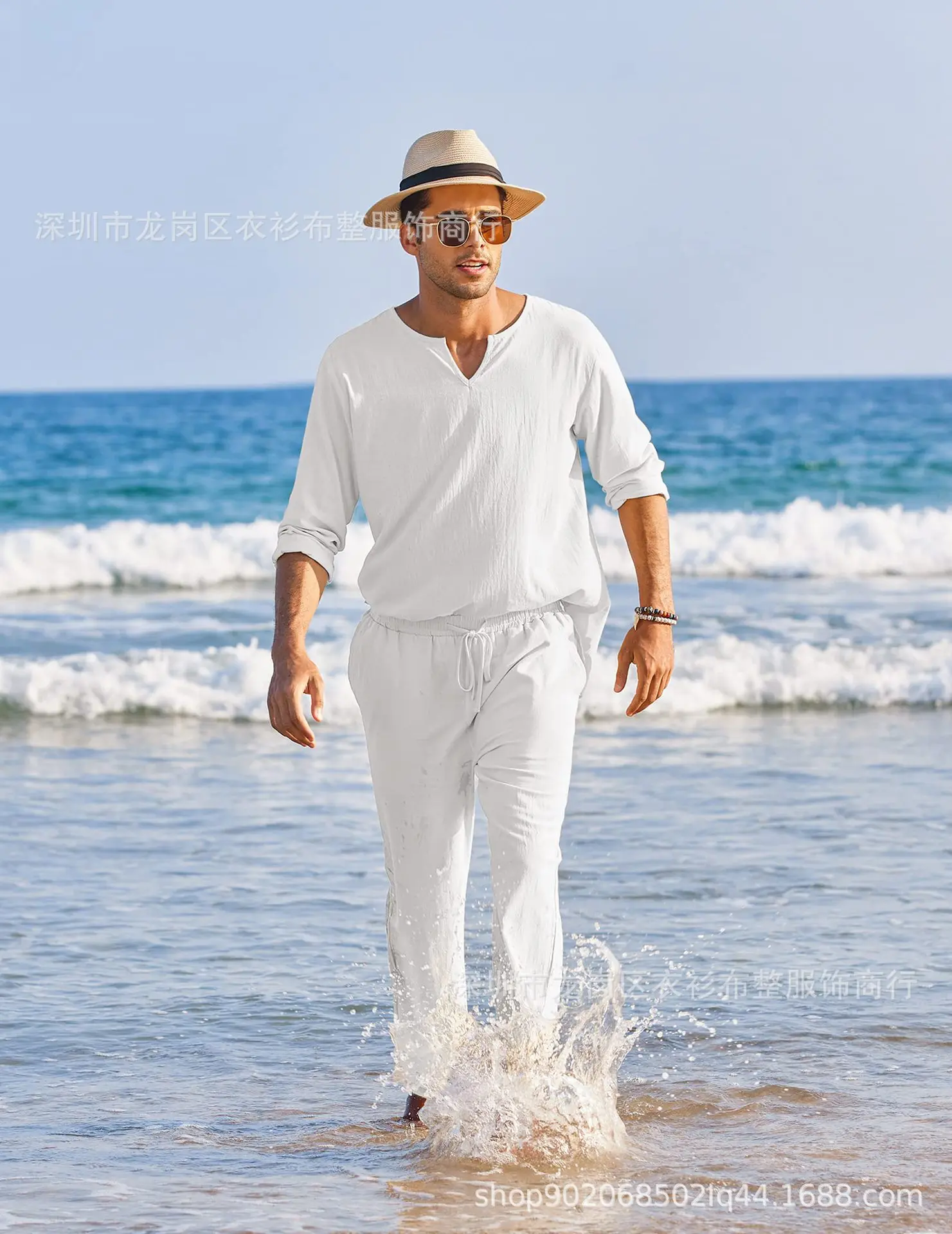 Fashion Men Set Hot Sale High Quality Soft Set Men's New Summer Beach Style Cotton Linen Set
