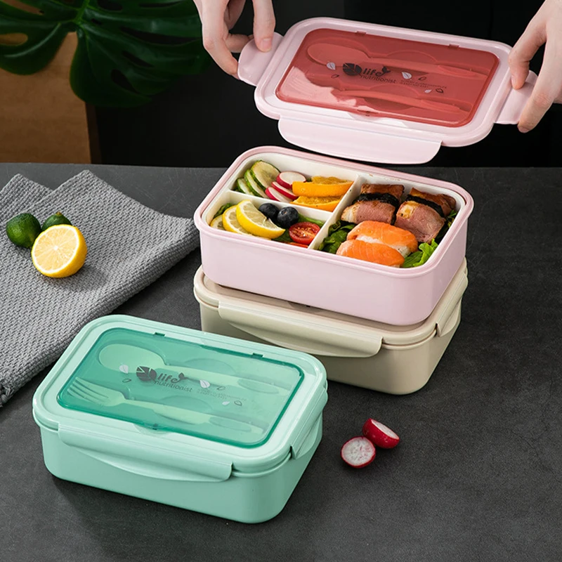 

1-2L Microwave Heating Special Lunch Box Student Office Worker Plastic Lunch Box Children Rectangular Box 2 Layer Lonchera