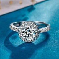sterling silver ring female daifuku round bag luxury set fashion one carat moissanite ring female