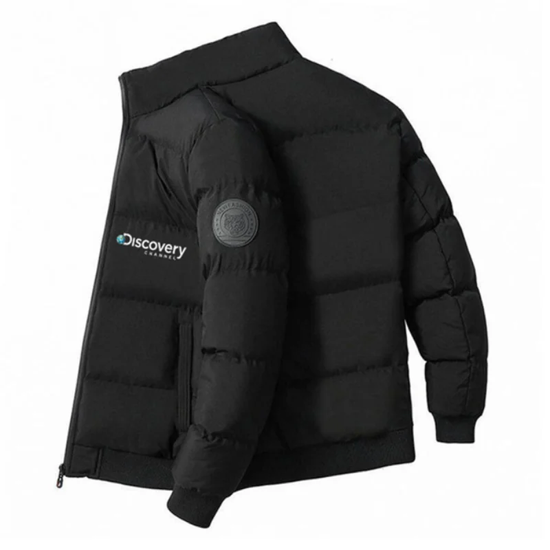 2023 Discovery Channel Men Jacket Cotton Padded Down Jacket Casual Sports Autumn Winter Men's Stand Collar Warm Thick Parkas