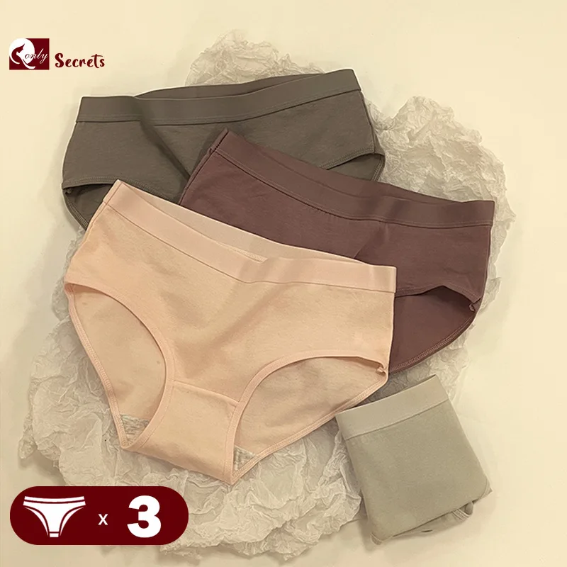 

3PCS/Set Cotton Panties Sexy Women Mid-waist Briefs Underpants Female Breathable Seamless Lingerie Ladies M-XL Solid Underwear