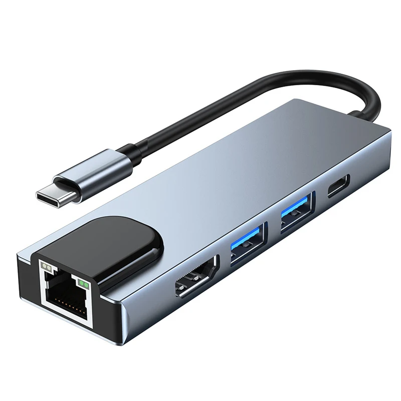 

Type-C to RJ45 Lan Ethernet 4K HDMI-compatible USB 3.0 C Dock Adapter for MacBook Samsung S20 Dex Xiaomi 10 TV Nintendo