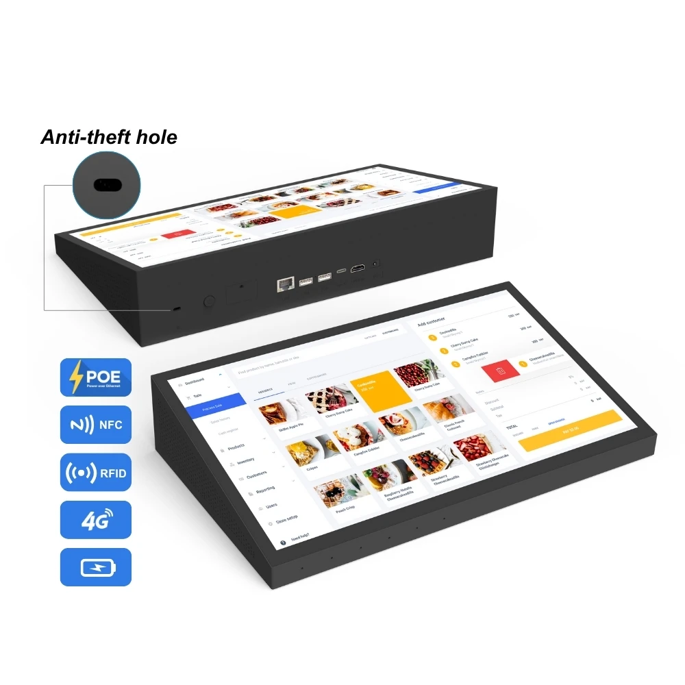 Фото Планшет NFC Poe, Android, 15 дюймов, Android15, 10-точечный емкостный сенсорный экран, цифровая вывеска для заказа, киоск, дисплей розничного магазина №2