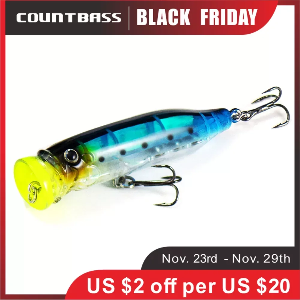 

Countbass 3D Popper Fishing Lure 70mm 2-3/4" 9.4g 21/64 oz. Wobblers Topwater Surface Bass Leurre Peche Floating Hardbait Lures