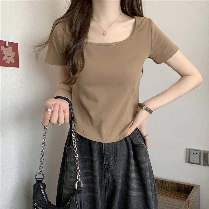 Рубашка из чистого кружева с круглым краем и коротким рукавом женская летняя