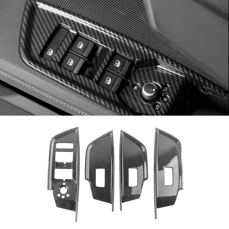 

LHD для Audi A3 8Y 2021 - 2023 ABS панель подлокотника для внутренней двери автомобиля панель переключателя стеклоподъемника крышка рамы отделка углеродное волокно текстура