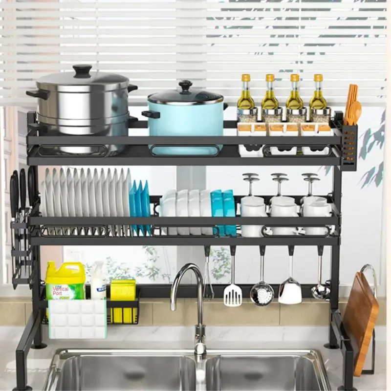 

Органайзер для посуды, сушилка посуды, двухуровневый стеллаж для хранения, толстая новая кухонная полка для кухонных аксессуаров