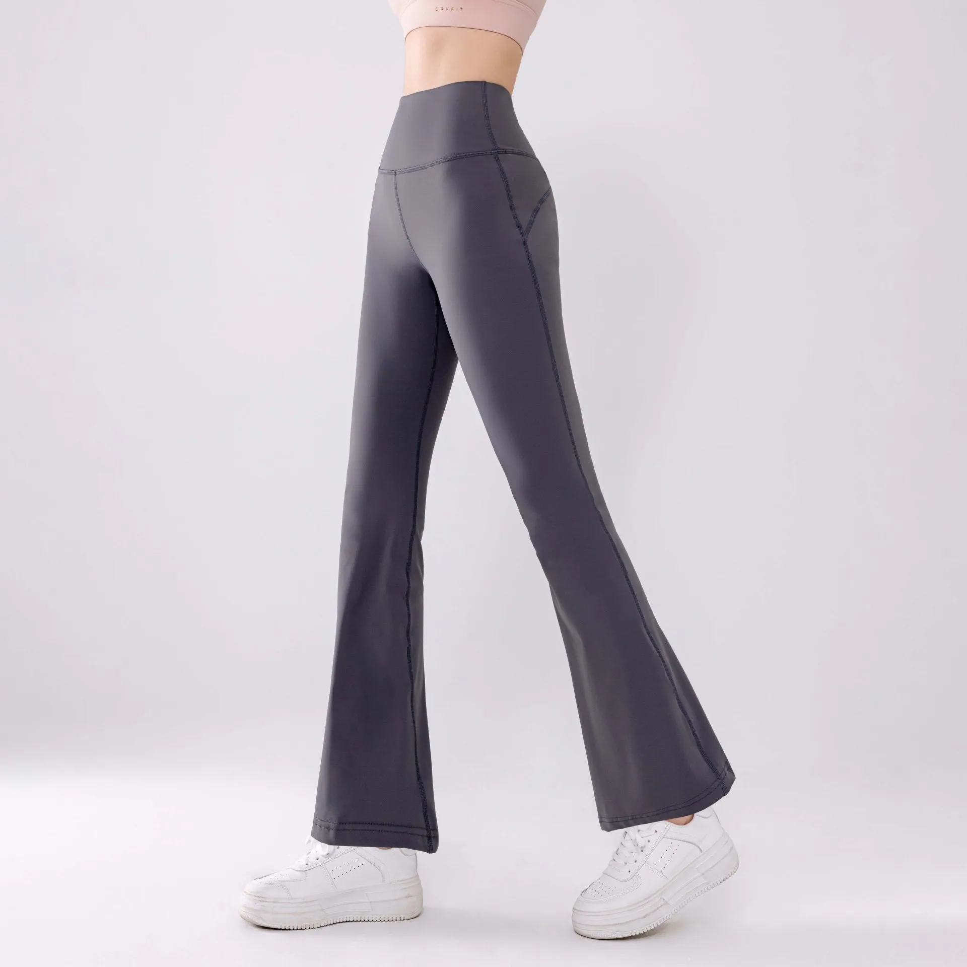 Yoga Pants Women Slim Fit Slimming Nude Feel High Waist Tights All-Match Sports Fashion Wide-Leg Bell-Bottom Seamless Leggings