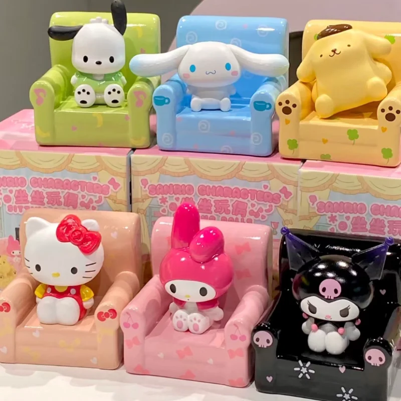 

Sanrio Blind Box Doll Sitting Doll Series Hellokitty Pompompurin Kuromi Cinnamoroll Mymelody Pachaccoornament Modelbirthday Toy