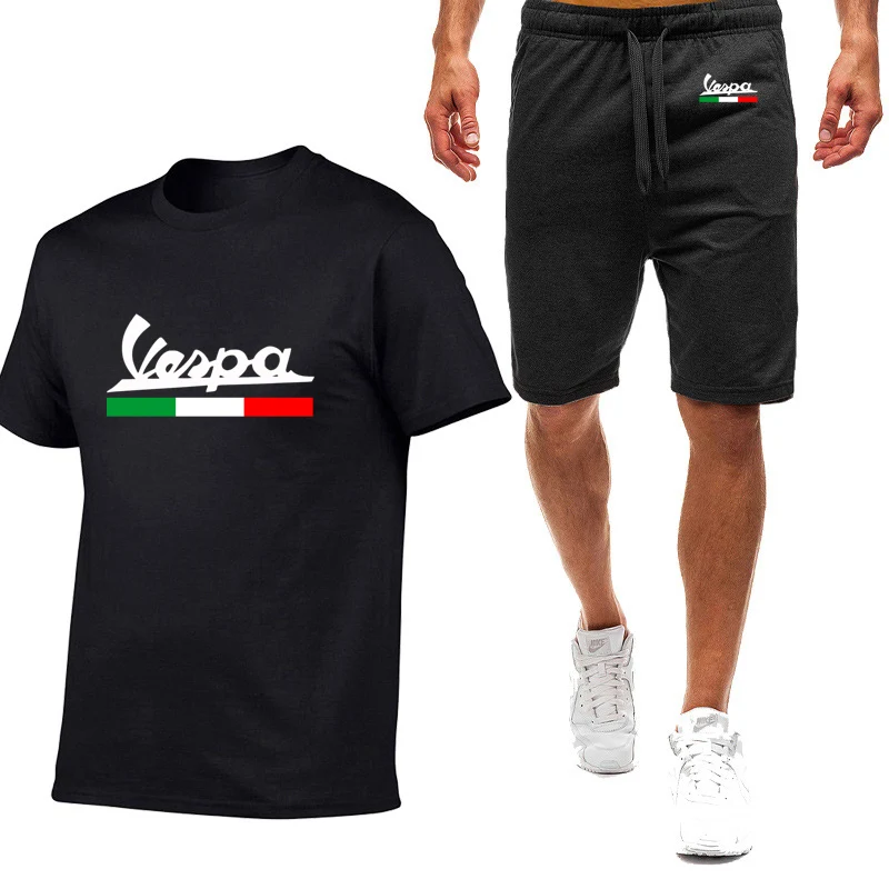 

2022 Men's Vespa Printing Fashion Sportswears Comfortable Short Sleeve Harajuku Breathable T-Shirts Casual Sweatpants Suits