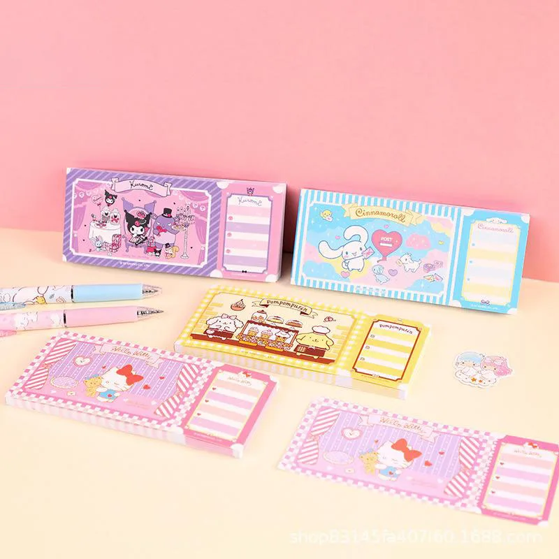 

Kawaii Sanrios блокнот милый Hellokittys Kuromi Cinnamoroll помпон пурин мультфильм нот канцелярские принадлежности для девочек Подарки