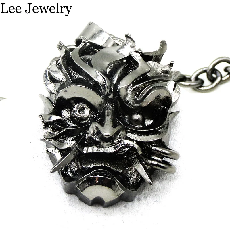Ожерелье-подвеска Медальон Самурайской Маски 32*25 мм Школа Волшебников Охотник на Монстров Дикая 3D Панк Черные Игровые Цепи.