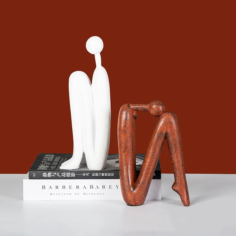 

European Style Abstract Red Resin Crafts Human Sculpture Desk Decoration Bookend Figurine Desk Decoration Simple Home Decoration